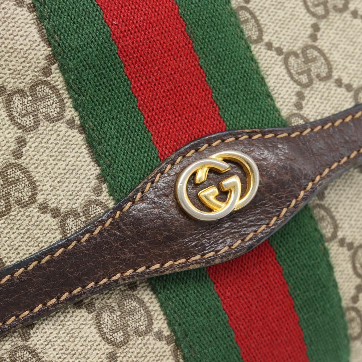 GUCCI GG Supreme Clutch Bag PVC Leather Beige Gold Auth 191707