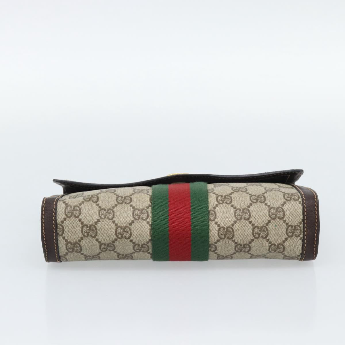 GUCCI GG Supreme Clutch Bag PVC Leather Beige Gold Auth 191707