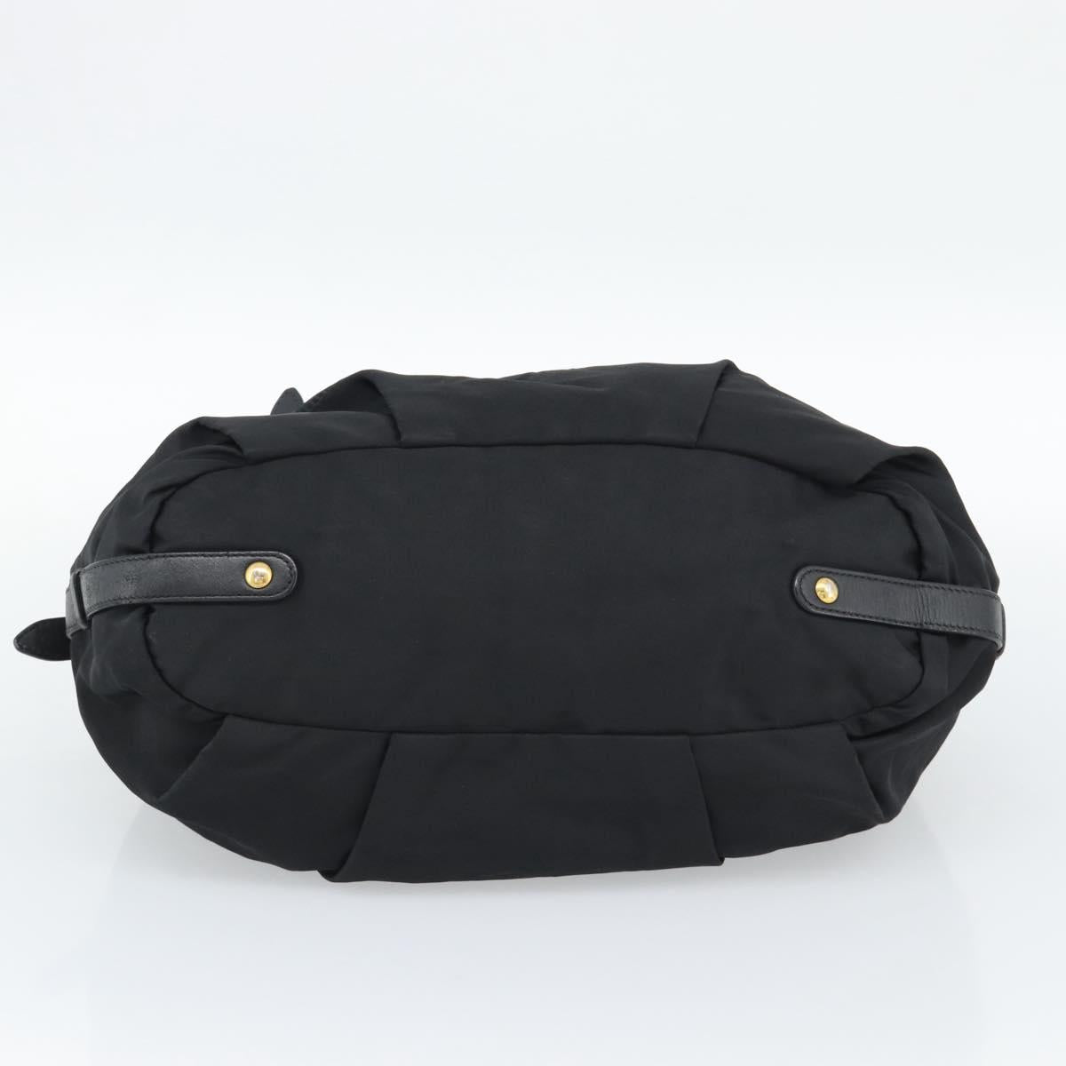 PRADA Hand Bag Nylon 2way Black Gold Auth 191710V