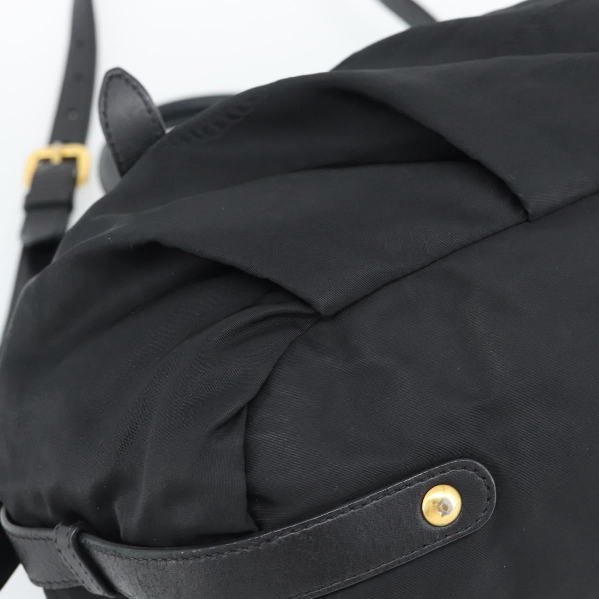PRADA Hand Bag Nylon 2way Black Gold Auth 191710V
