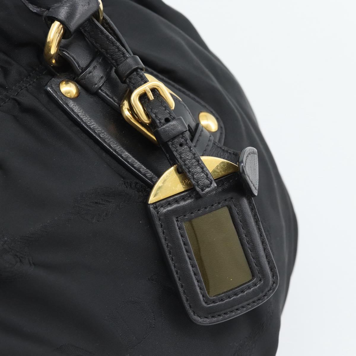PRADA Hand Bag Nylon 2way Black Gold Auth 191710V