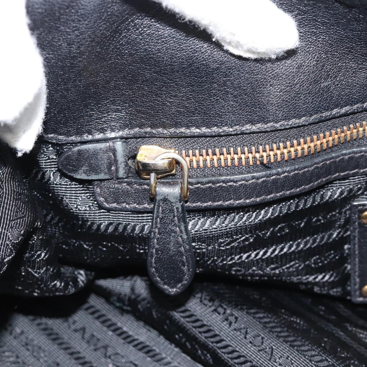 PRADA Hand Bag Nylon 2way Black Gold Auth 191710V