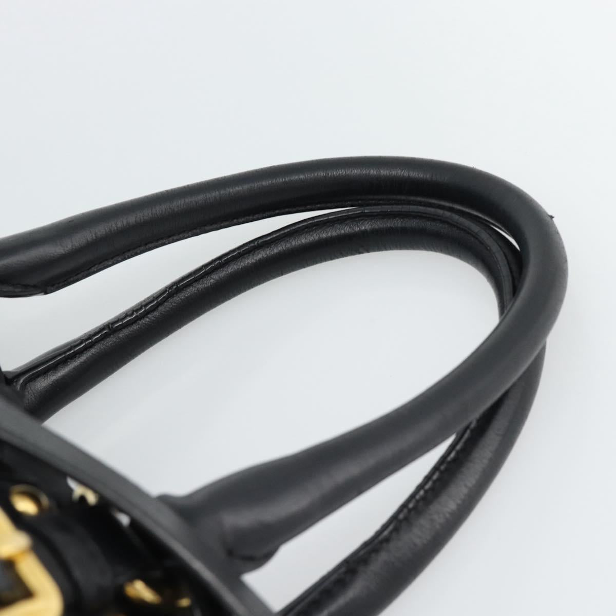 PRADA Hand Bag Nylon 2way Black Gold Auth 191710V