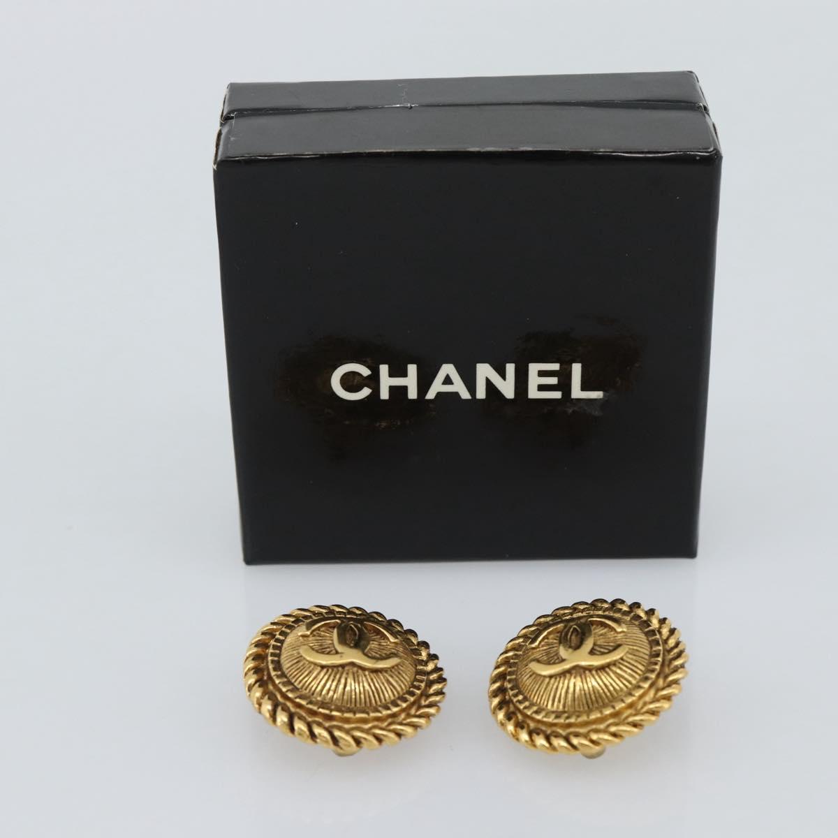 CHANEL COCO Mark Earring Metal Gold Tone CC Auth 191713V