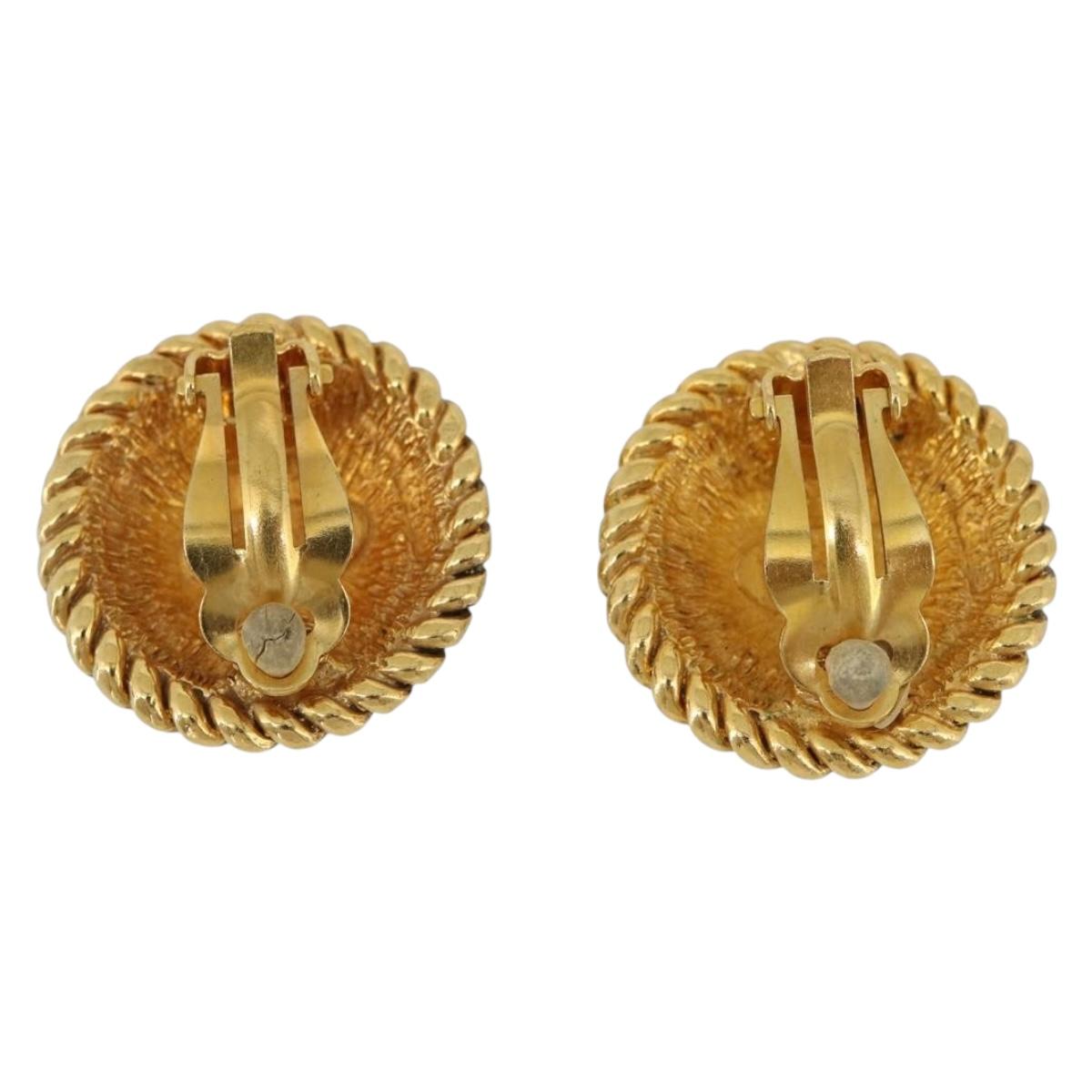 CHANEL COCO Mark Earring Metal Gold Tone CC Auth 191713V