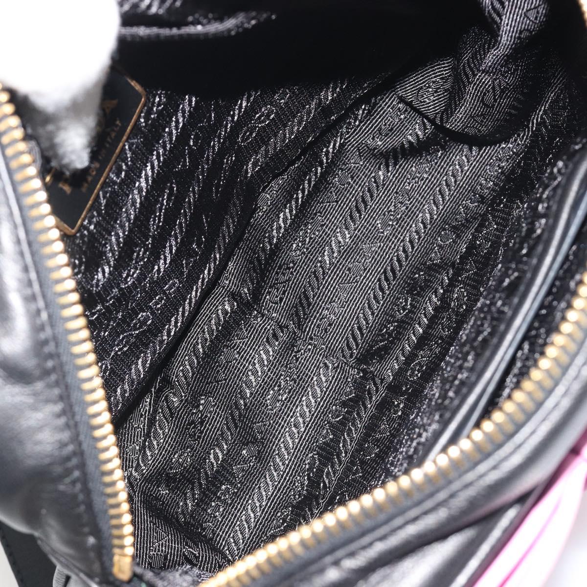 PRADA Ribbon Shoulder Bag Leather Black Pink Auth 191719V
