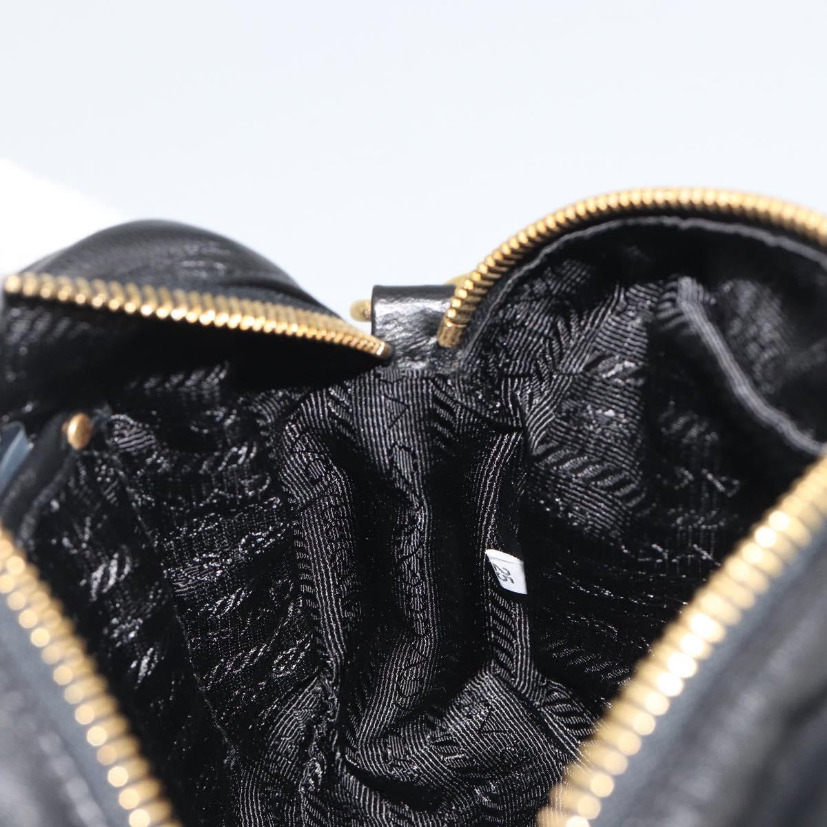 PRADA Ribbon Shoulder Bag Leather Black Pink Auth 191719V