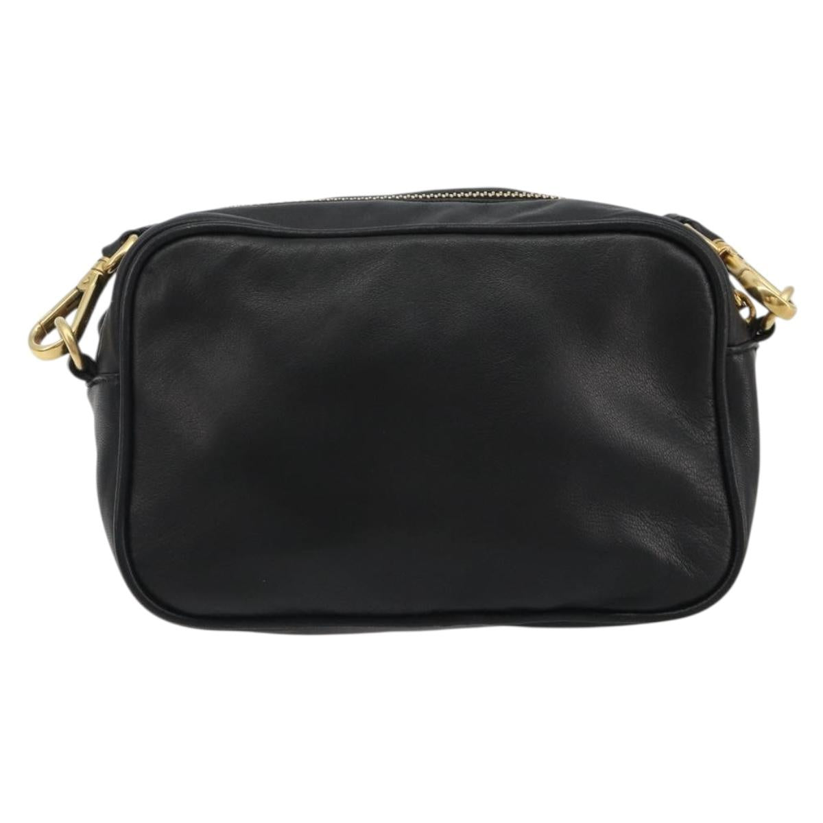 PRADA Ribbon Shoulder Bag Leather Black Pink Auth 191719V