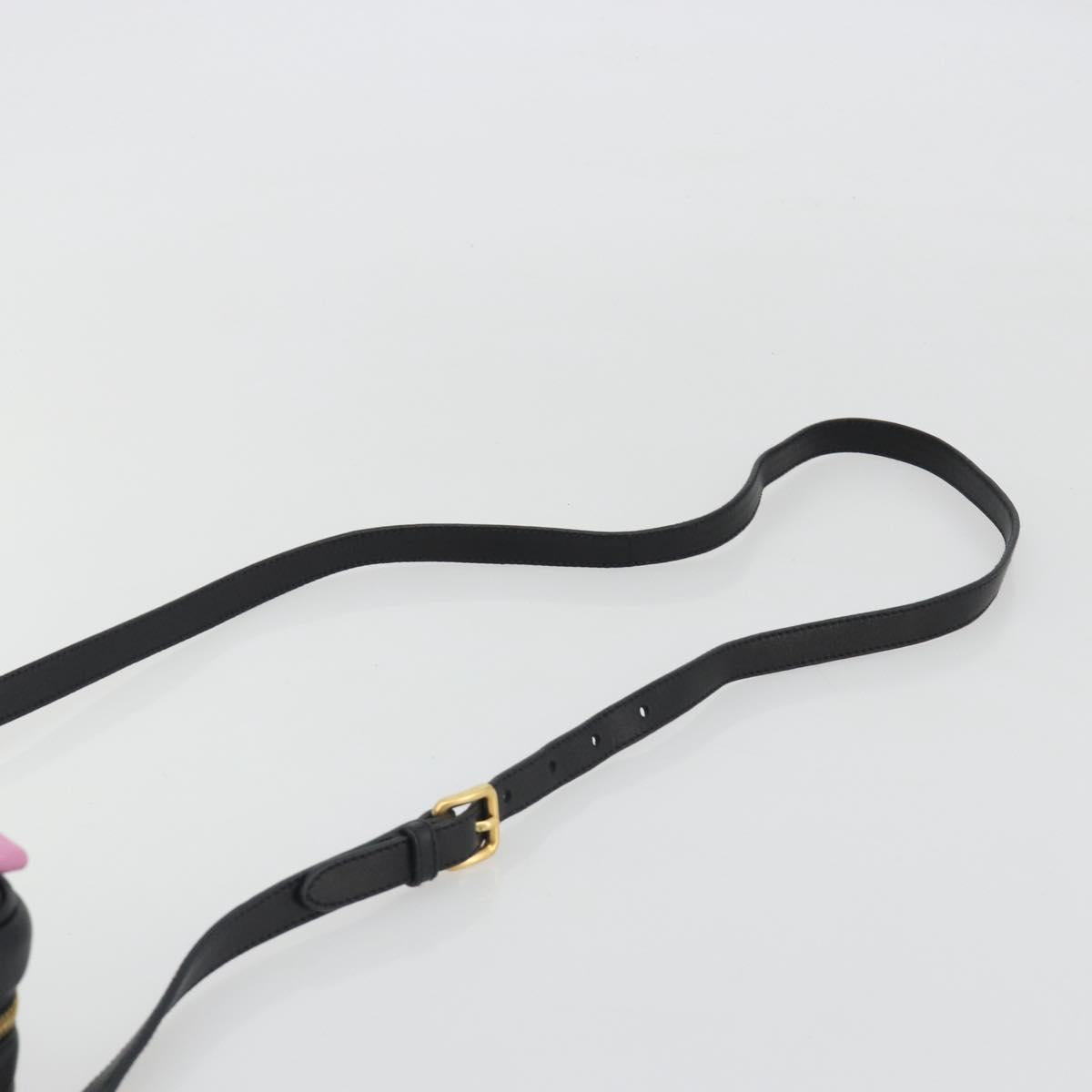 PRADA Ribbon Shoulder Bag Leather Black Pink Auth 191719V