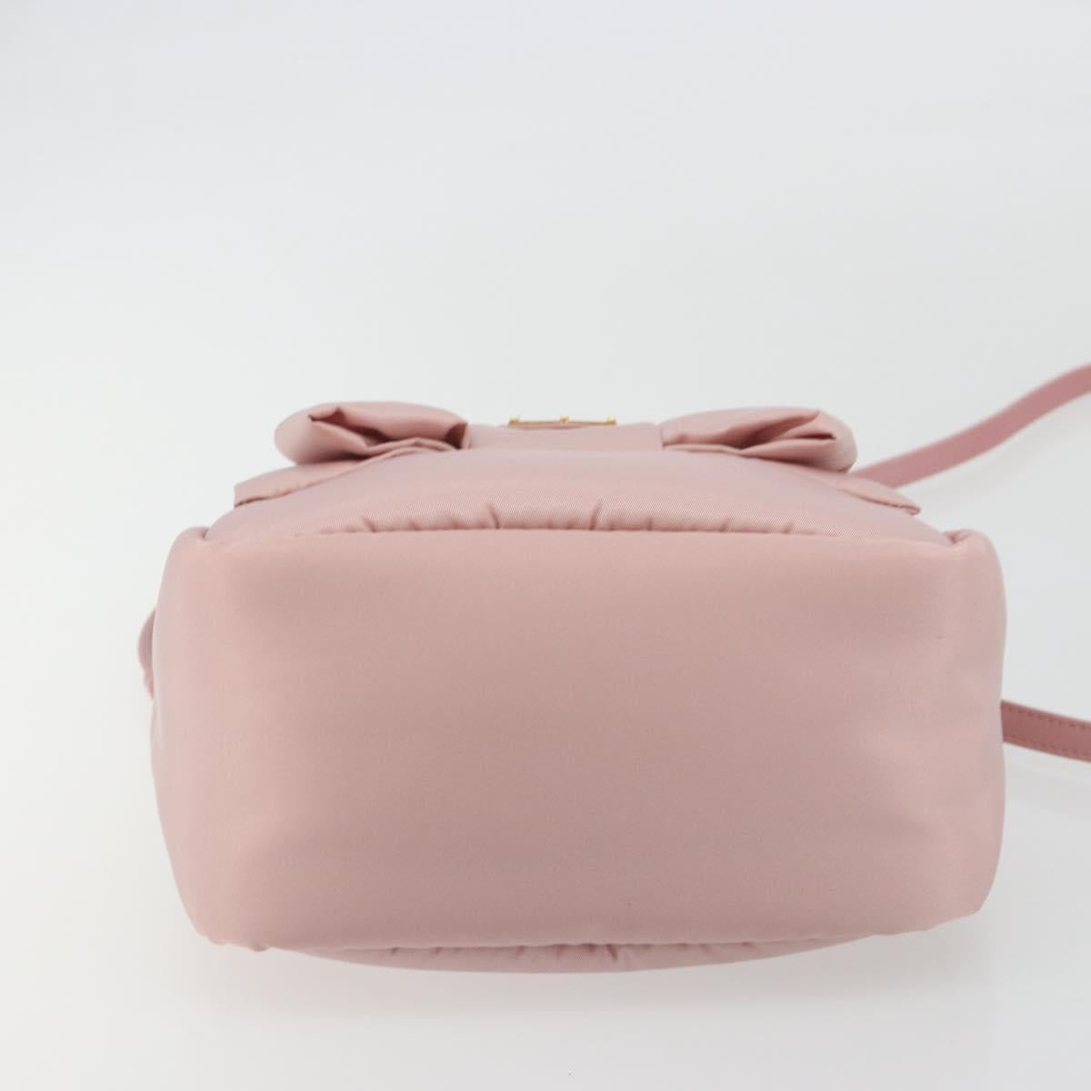 PRADA Ribbon Hand Bag Nylon 2way Pink Gold Tone Auth 191720SM