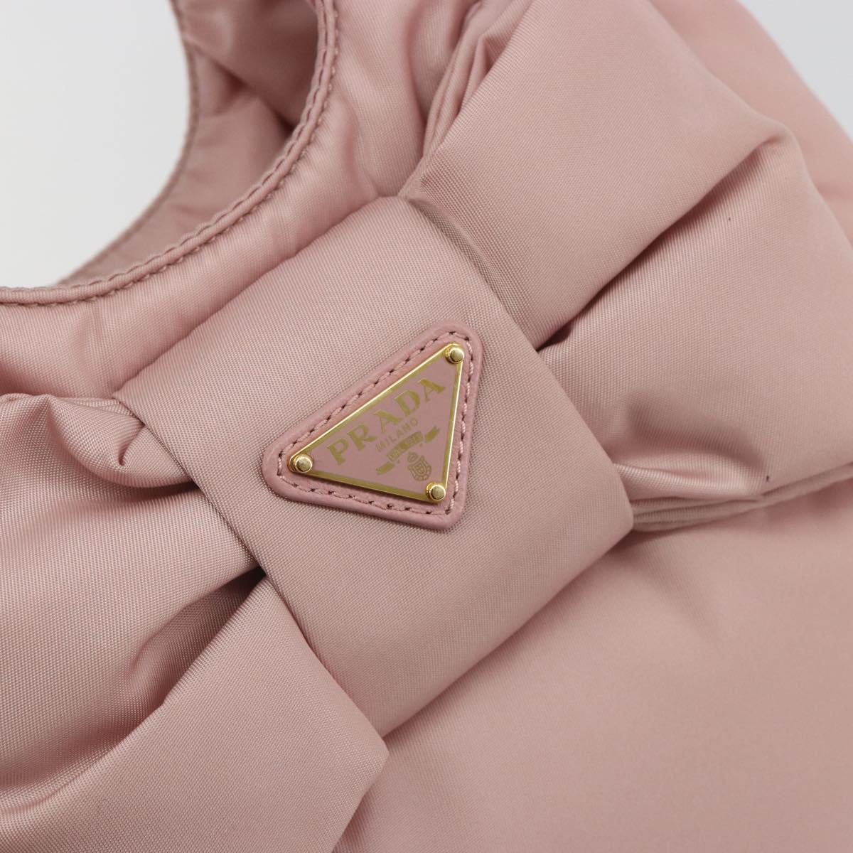 PRADA Ribbon Hand Bag Nylon 2way Pink Gold Tone Auth 191720SM