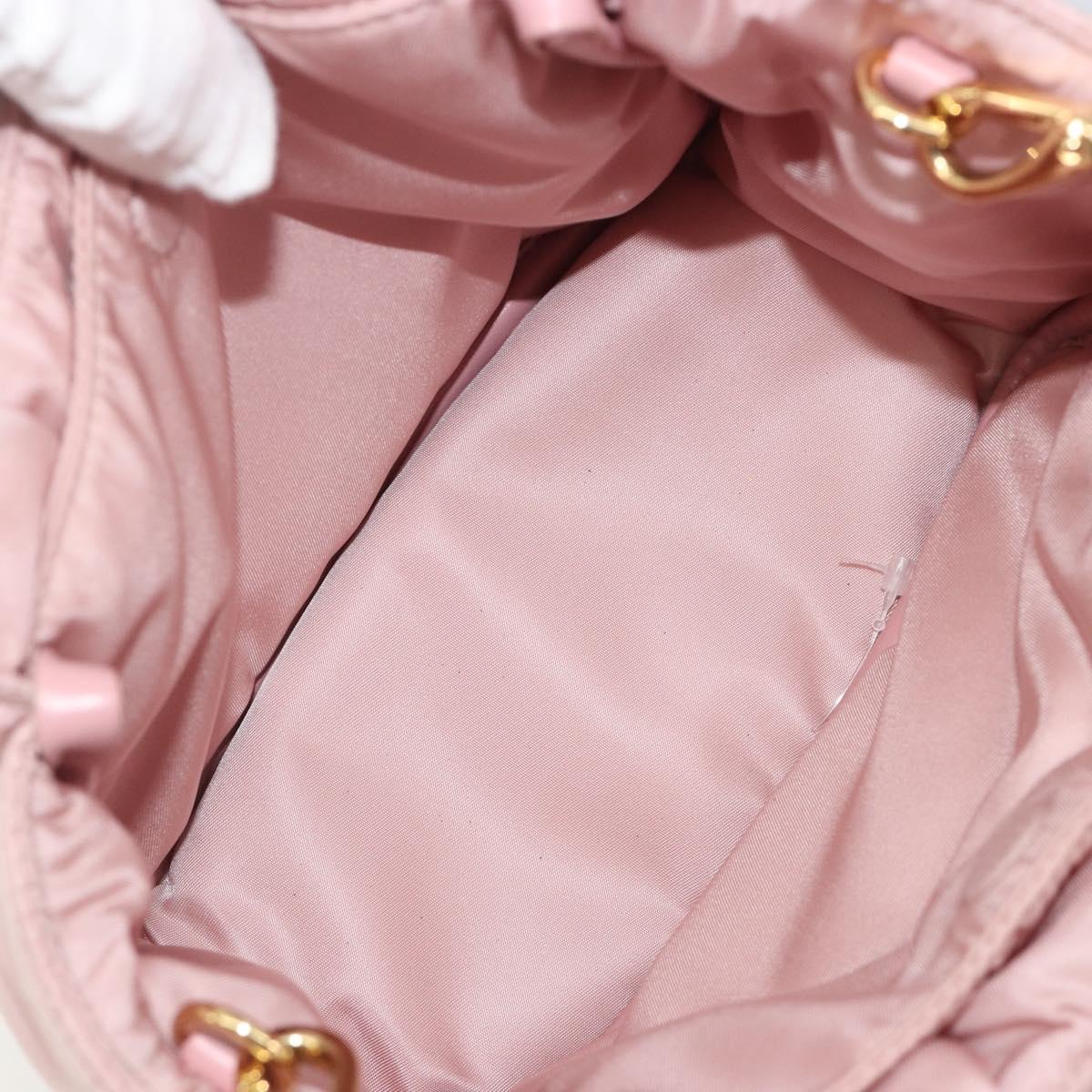 PRADA Ribbon Hand Bag Nylon 2way Pink Gold Tone Auth 191720SM
