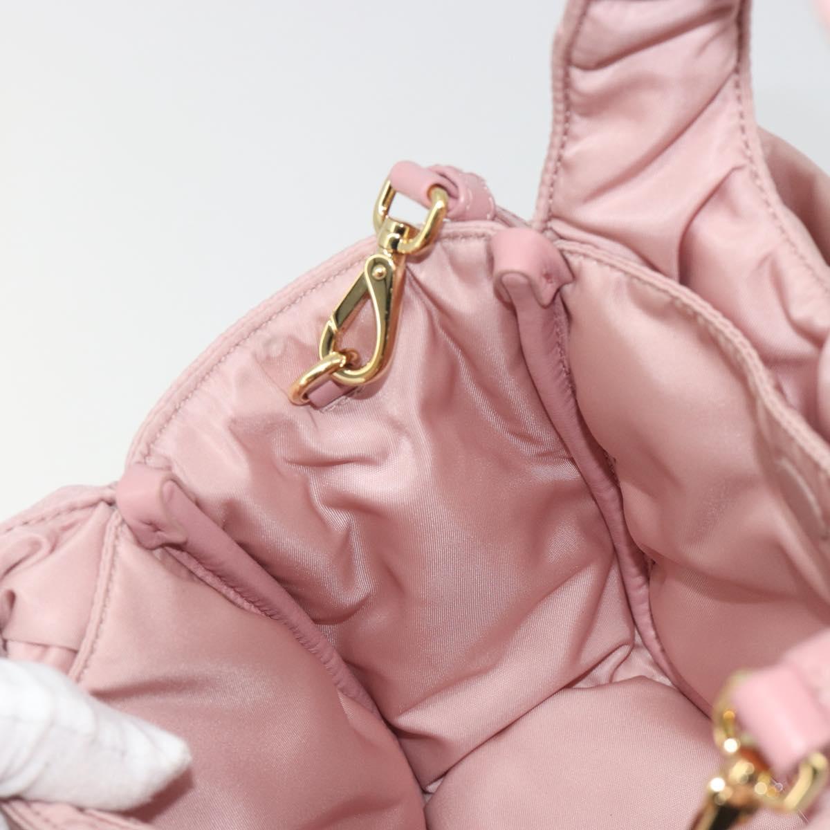 PRADA Ribbon Hand Bag Nylon 2way Pink Gold Tone Auth 191720SM
