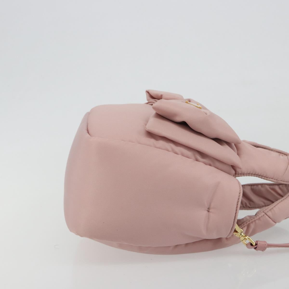 PRADA Ribbon Hand Bag Nylon 2way Pink Gold Tone Auth 191720SM