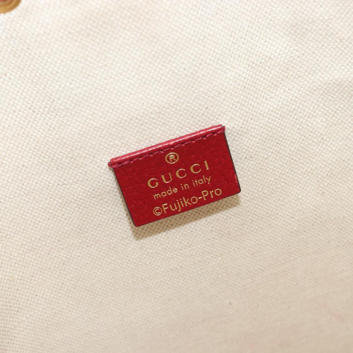 GUCCI Micro GG Doraemon Shoulder Bag PVC Beige Gold Tone 655597 Auth 191721SM