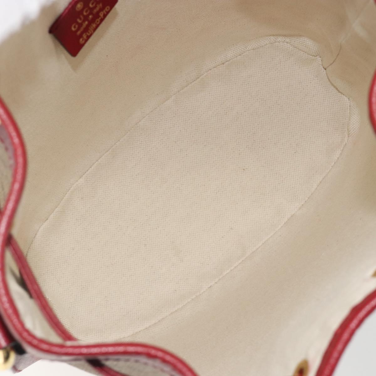 GUCCI Micro GG Doraemon Shoulder Bag PVC Beige Gold Tone 655597 Auth 191721SM