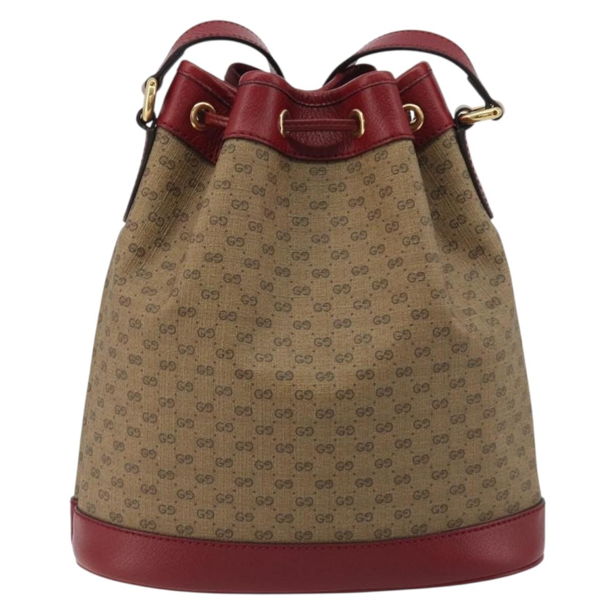 GUCCI Micro GG Doraemon Shoulder Bag PVC Beige Gold Tone 655597 Auth 191721SM