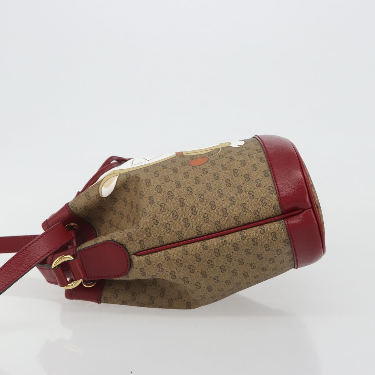 GUCCI Micro GG Doraemon Shoulder Bag PVC Beige Gold Tone 655597 Auth 191721SM