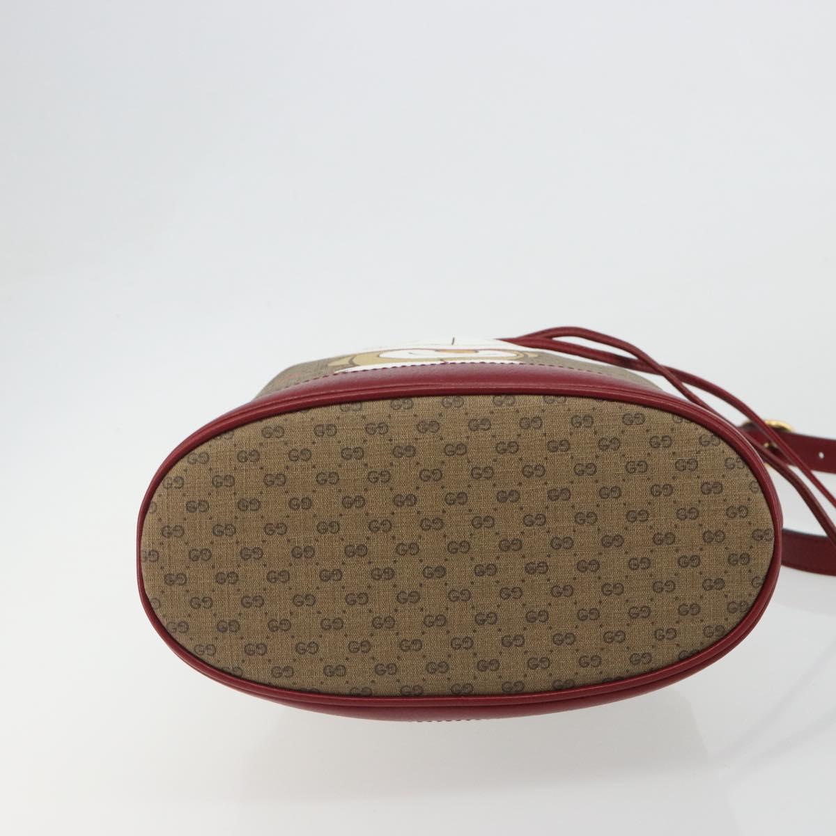 GUCCI Micro GG Doraemon Shoulder Bag PVC Beige Gold Tone 655597 Auth 191721SM