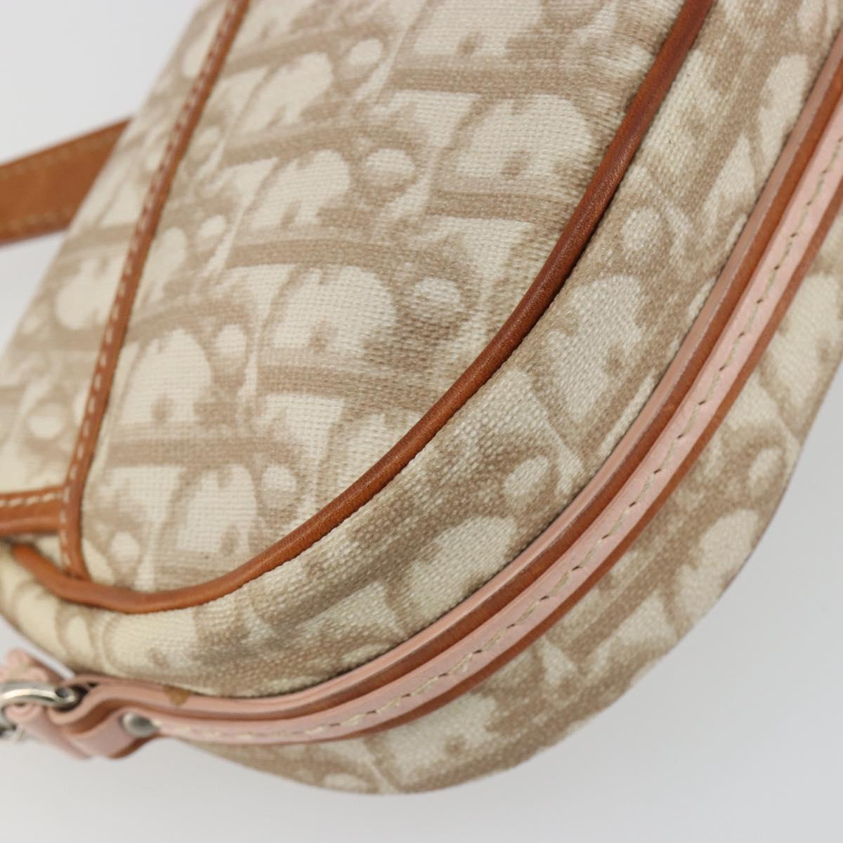 Christian Dior Trotter Romantic Chain Shoulder Bag Beige Silver Auth 191723A