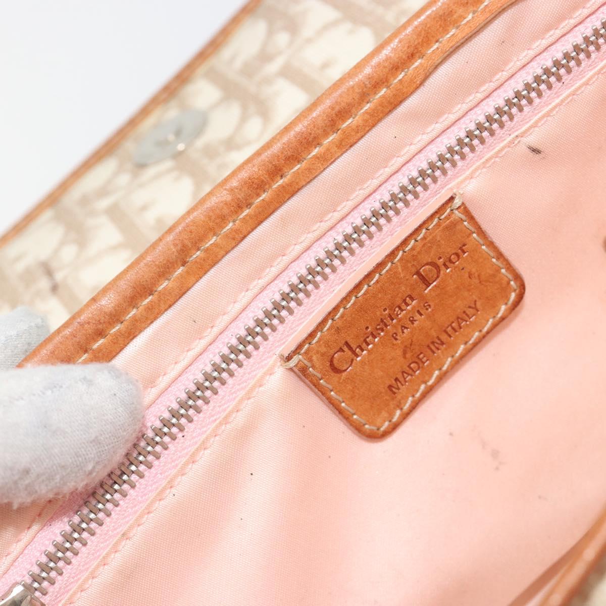 Christian Dior Trotter Romantic Chain Shoulder Bag Beige Silver Auth 191723A