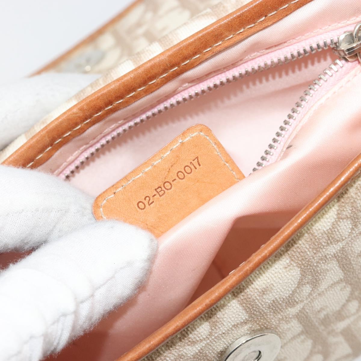 Christian Dior Trotter Romantic Chain Shoulder Bag Beige Silver Auth 191723A