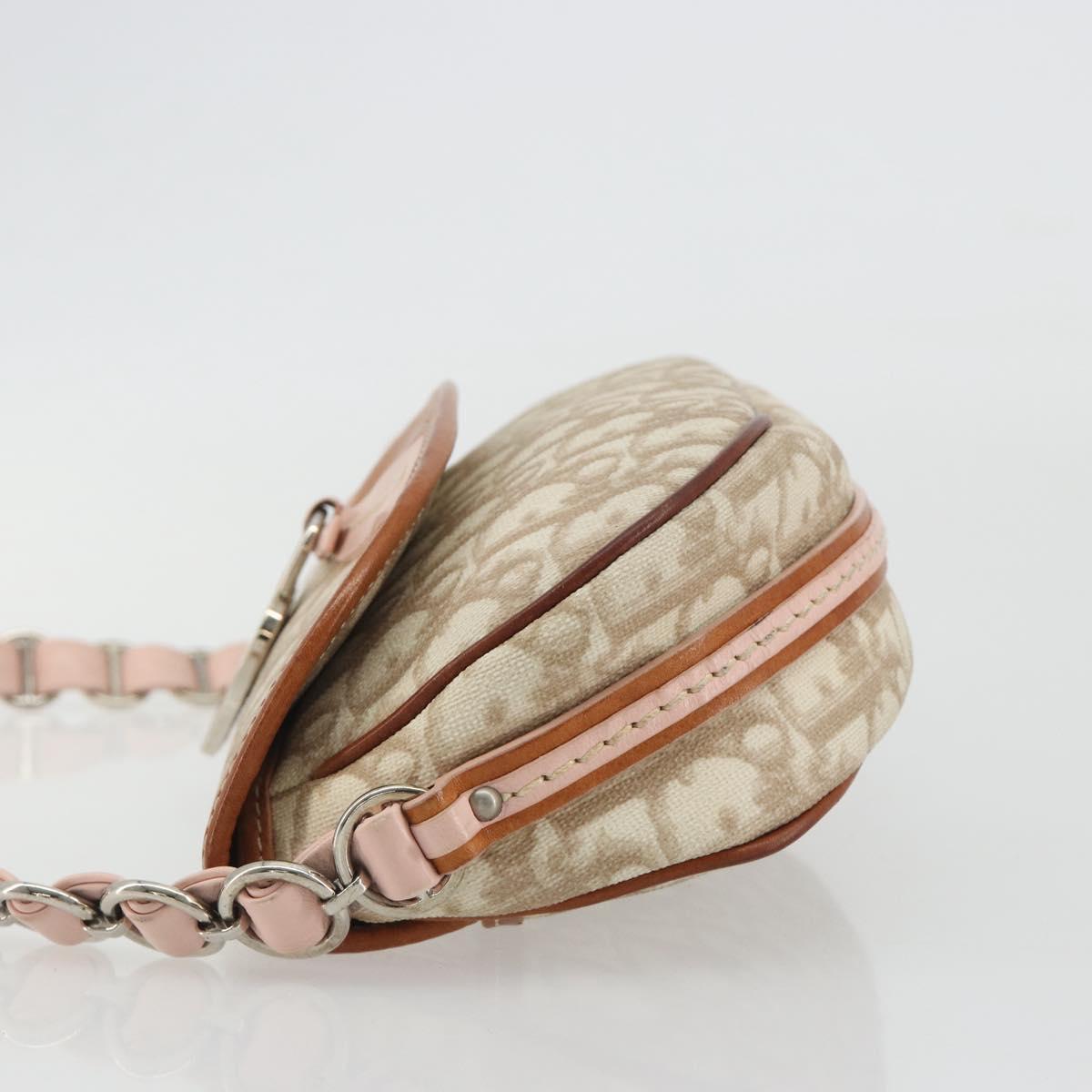 Christian Dior Trotter Romantic Chain Shoulder Bag Beige Silver Auth 191723A