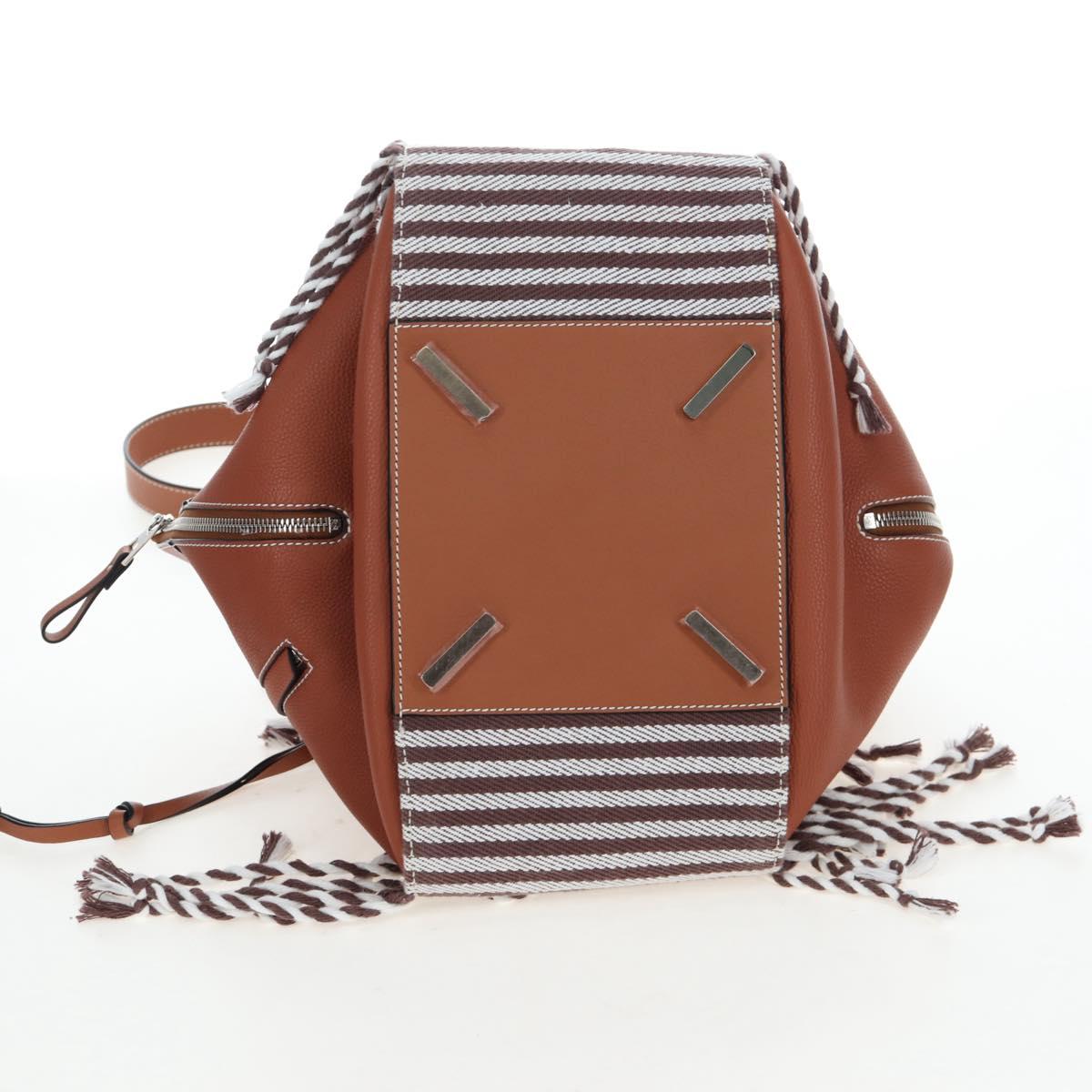 LOEWE Hammock Small Hand Bag Leather 2way Brown Silver Auth 191725SAM
