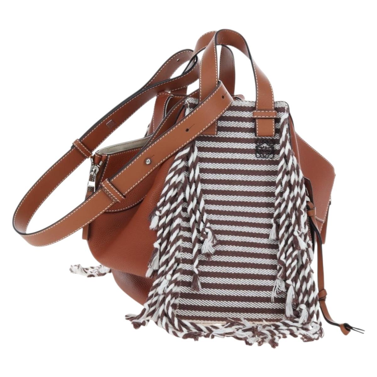 LOEWE Hammock Small Hand Bag Leather 2way Brown Silver Auth 191725SAM