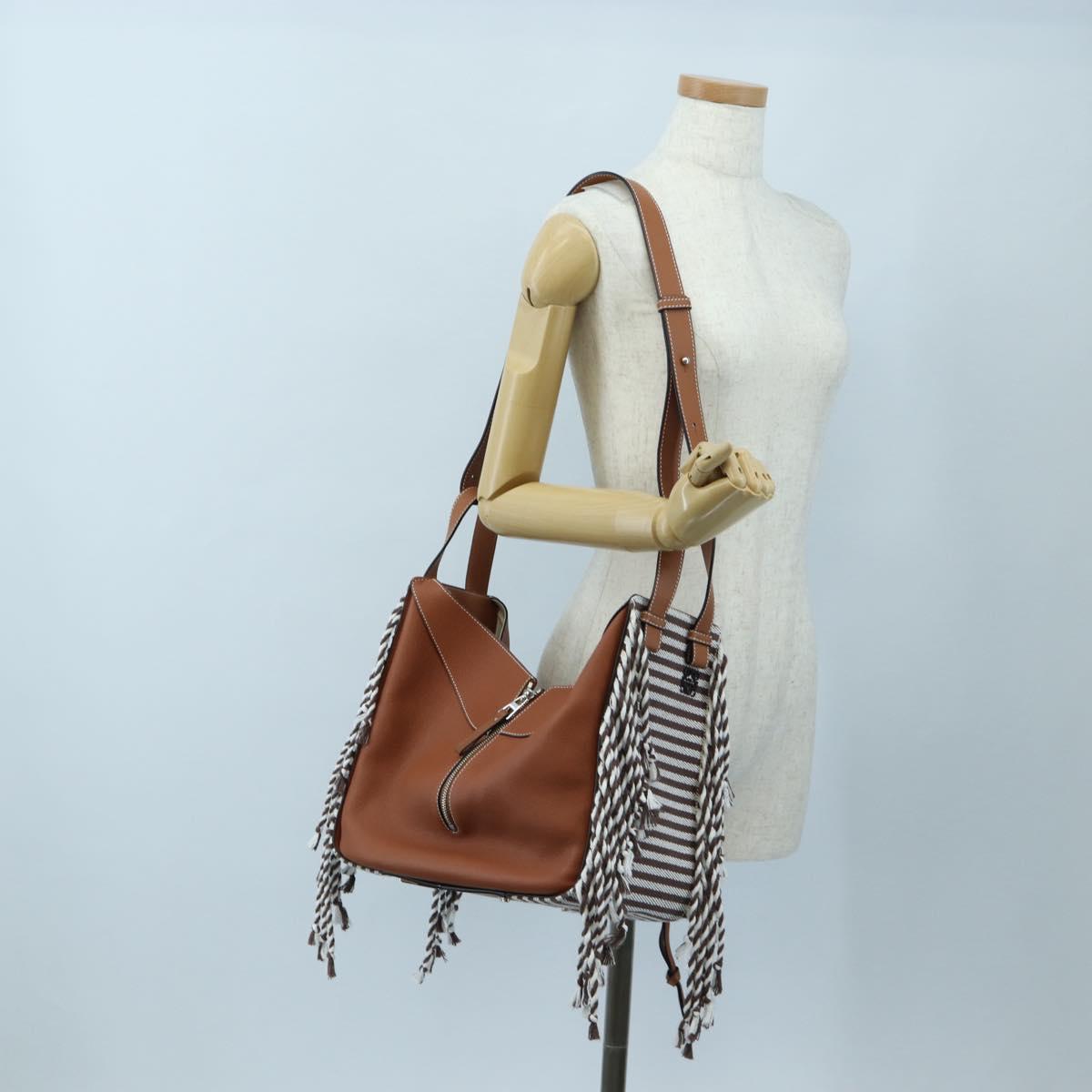 LOEWE Hammock Small Hand Bag Leather 2way Brown Silver Auth 191725SAM