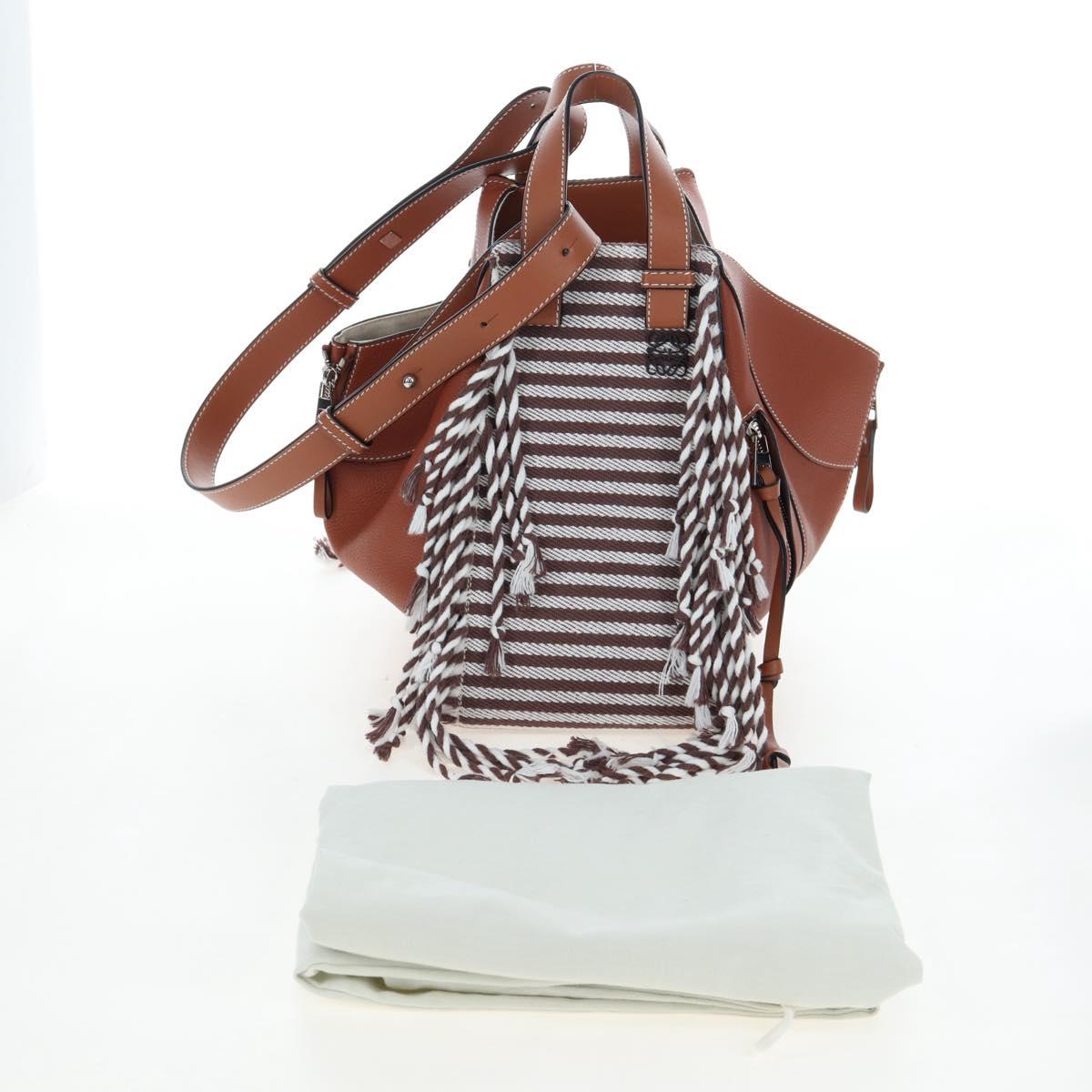 LOEWE Hammock Small Hand Bag Leather 2way Brown Silver Auth 191725SAM