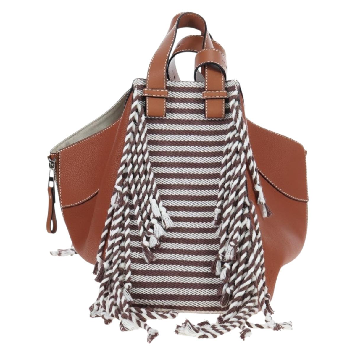 LOEWE Hammock Small Hand Bag Leather 2way Brown Silver Auth 191725SAM