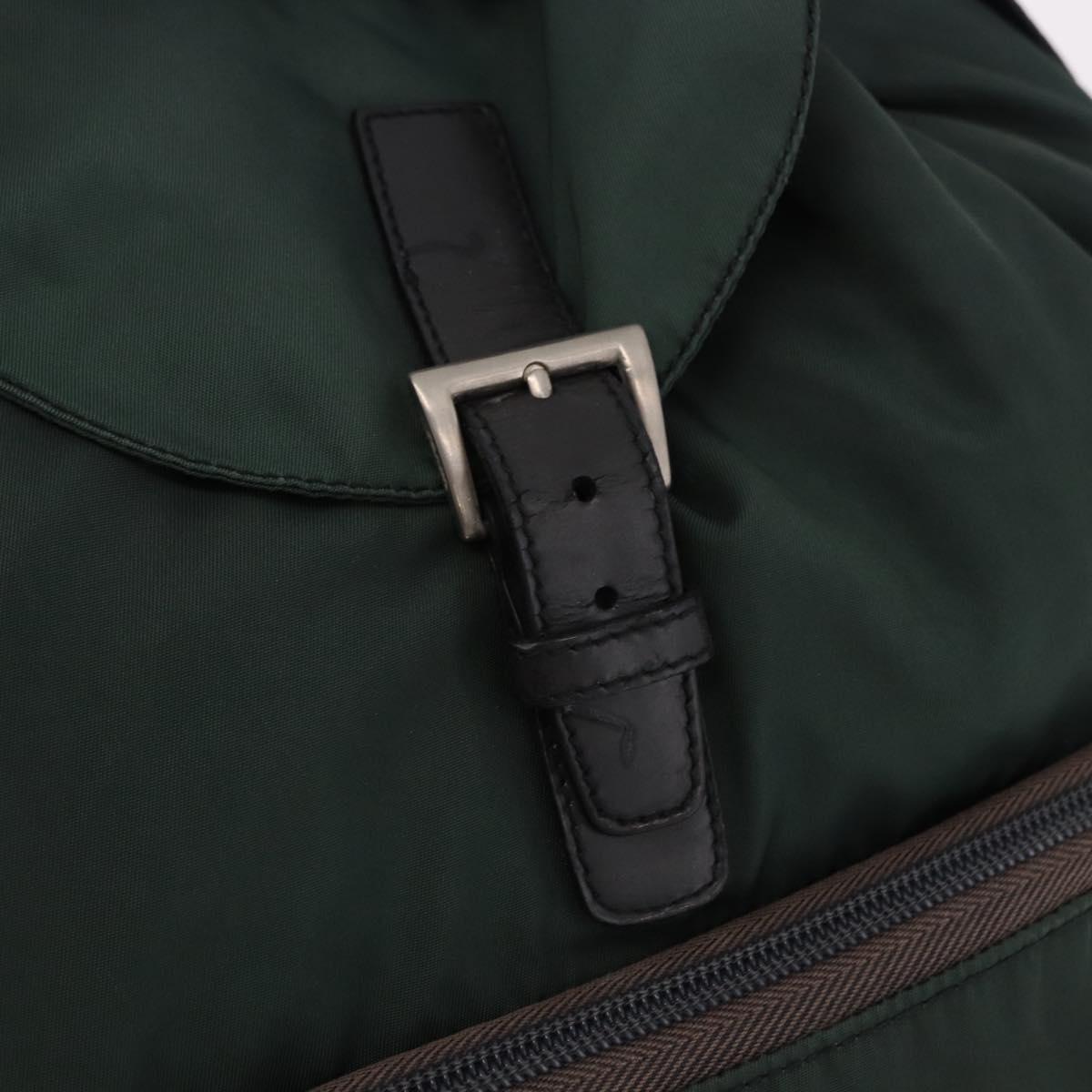PRADA Backpack Nylon Green Silver Auth 191731A