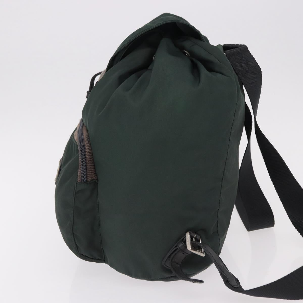 PRADA Backpack Nylon Green Silver Auth 191731A