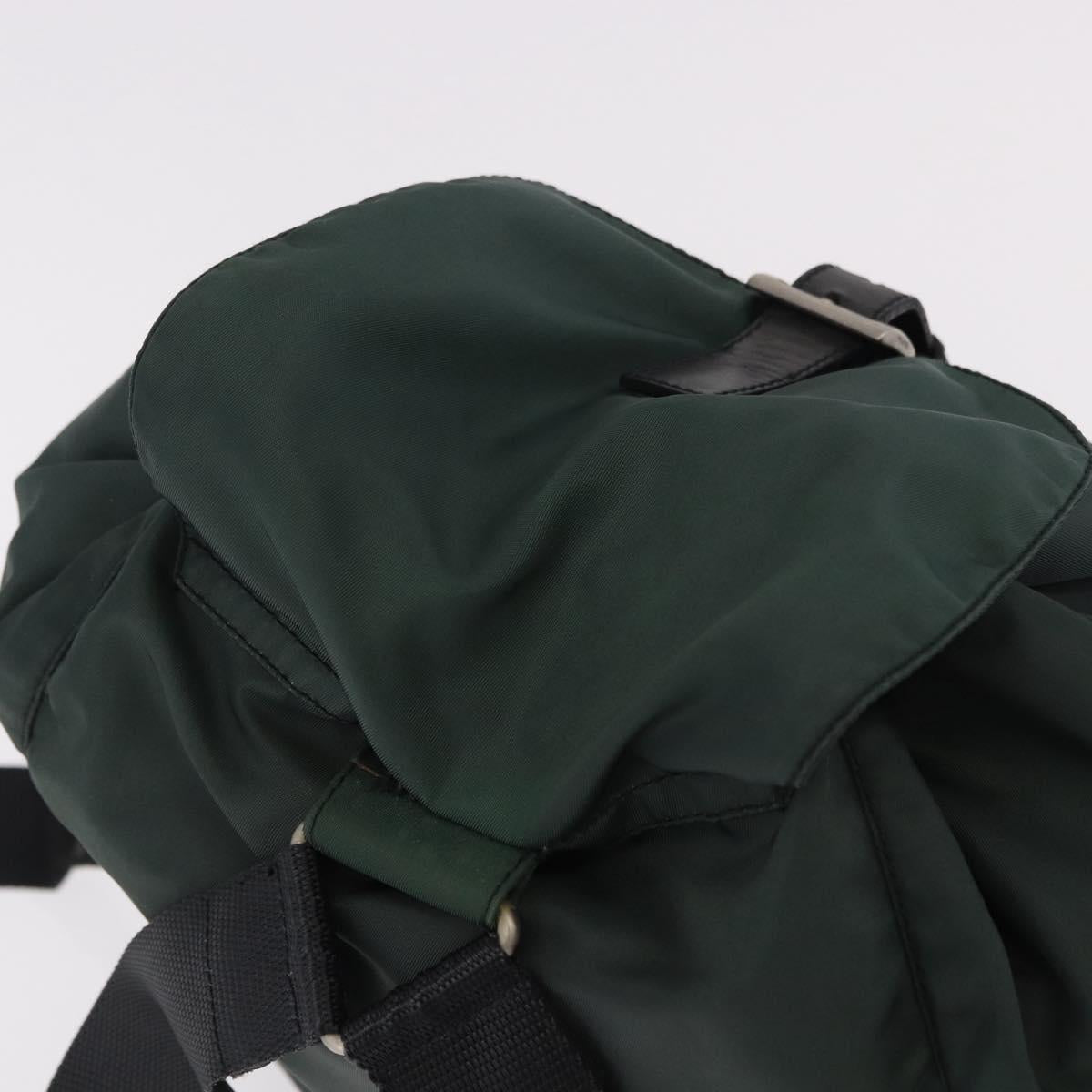 PRADA Backpack Nylon Green Silver Auth 191731A