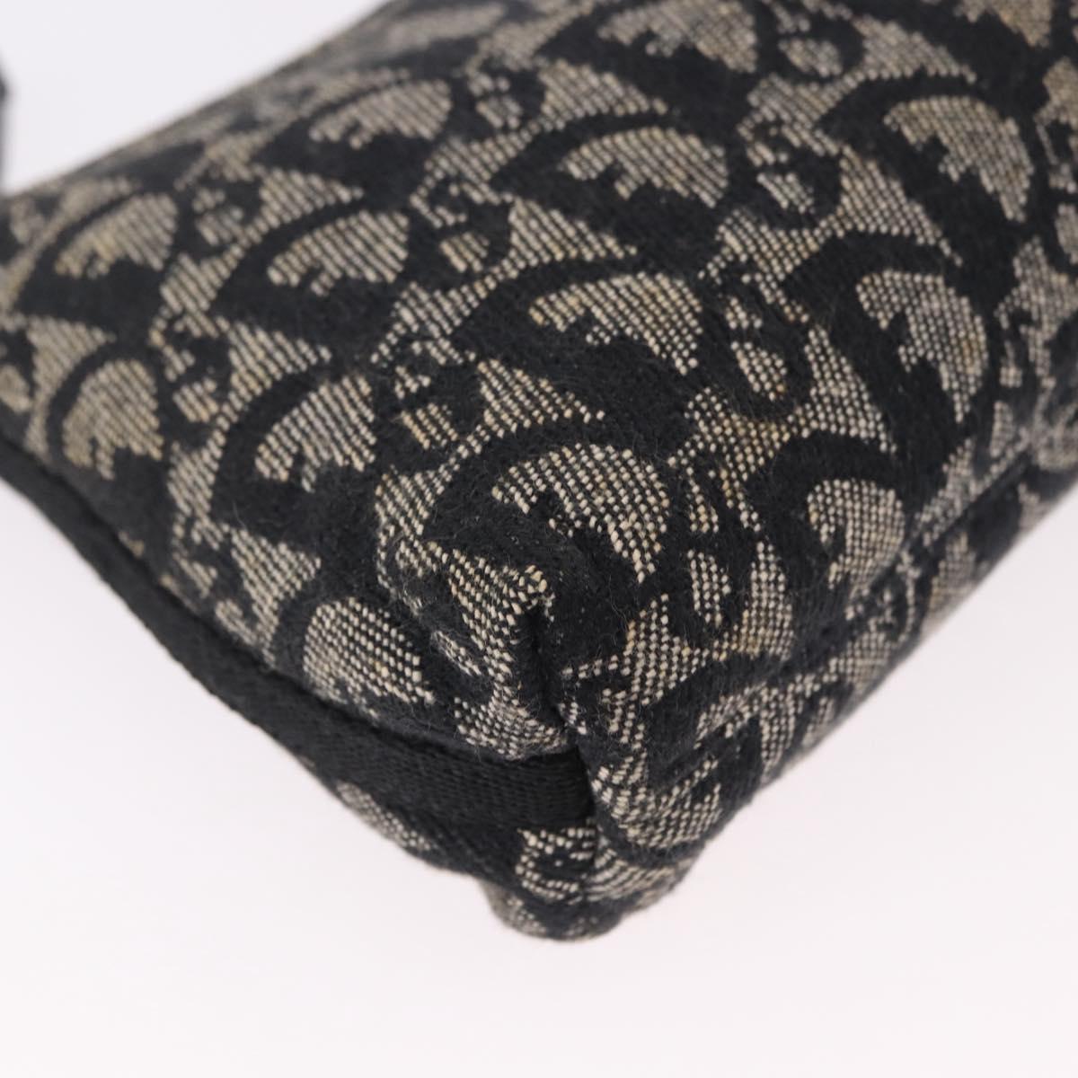 Christian Dior Trotter Canvas Accessory Pouch Black Silver Auth 191735A