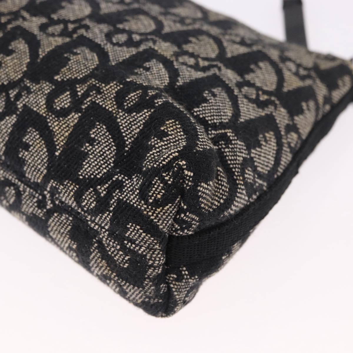 Christian Dior Trotter Canvas Accessory Pouch Black Silver Auth 191735A