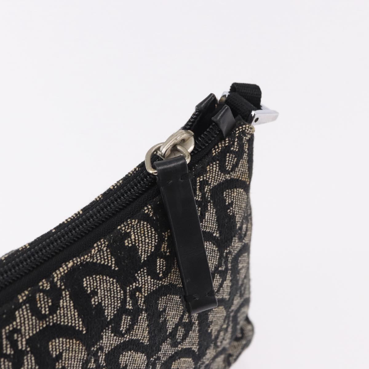 Christian Dior Trotter Canvas Accessory Pouch Black Silver Auth 191735A