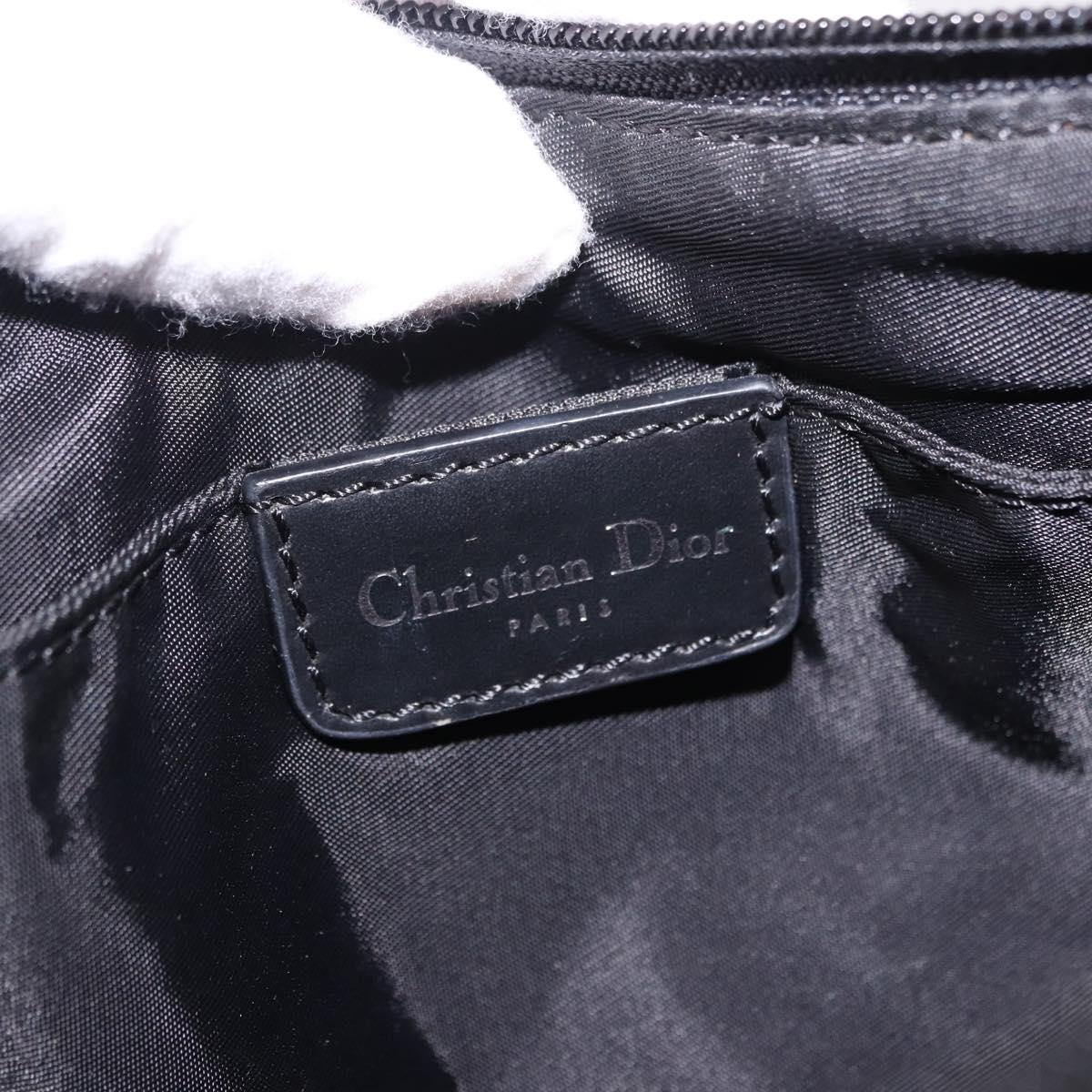 Christian Dior Trotter Canvas Accessory Pouch Black Silver Auth 191735A