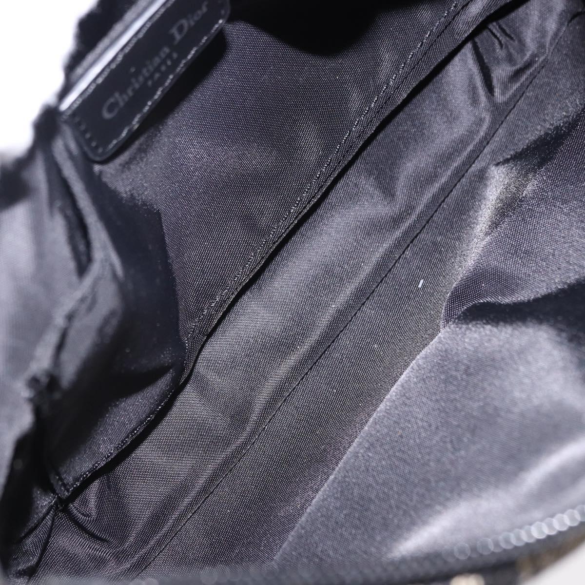 Christian Dior Trotter Canvas Accessory Pouch Black Silver Auth 191735A