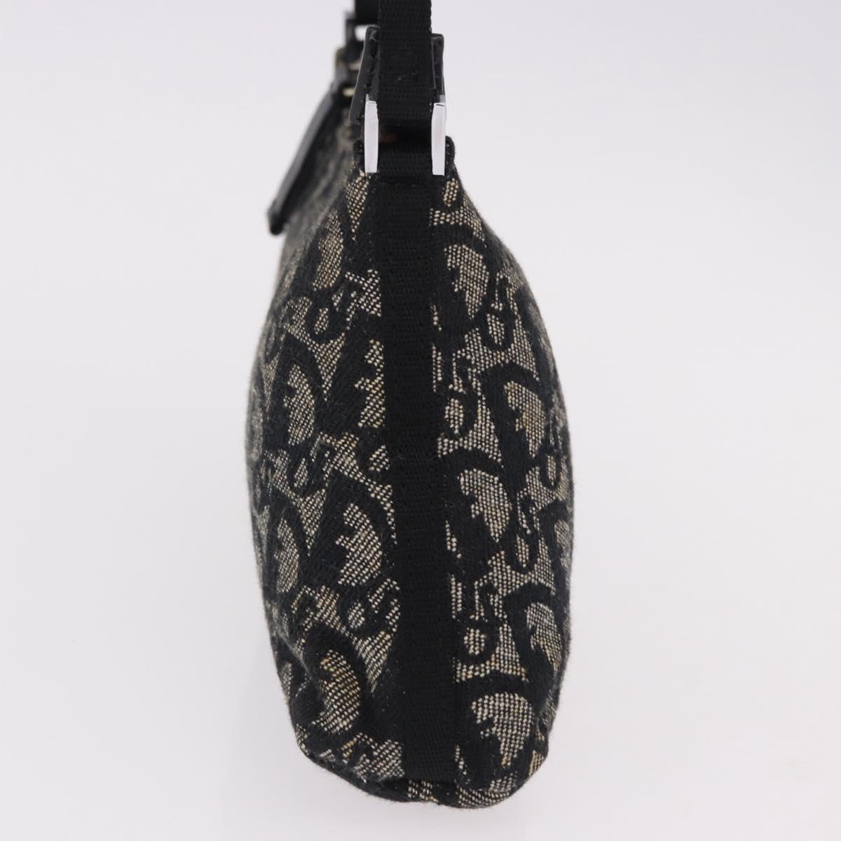 Christian Dior Trotter Canvas Accessory Pouch Black Silver Auth 191735A