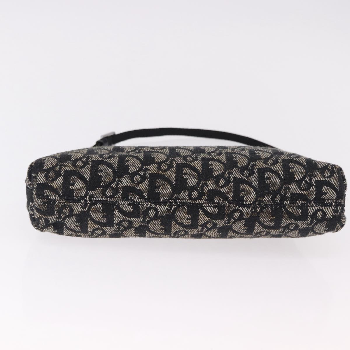 Christian Dior Trotter Canvas Accessory Pouch Black Silver Auth 191735A
