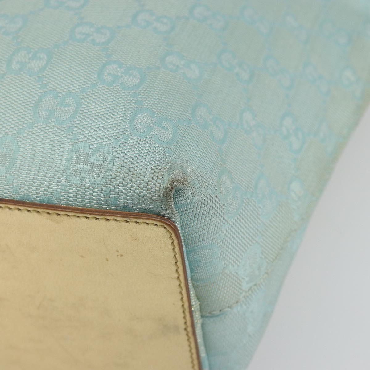 GUCCI GG Canvas Tote Bag Light Blue Gold Tone 002.1099 Auth 191736