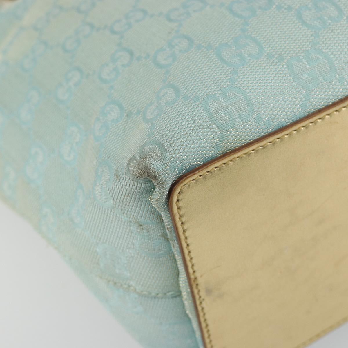 GUCCI GG Canvas Tote Bag Light Blue Gold Tone 002.1099 Auth 191736