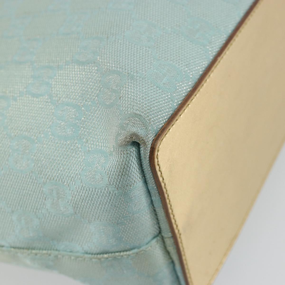 GUCCI GG Canvas Tote Bag Light Blue Gold Tone 002.1099 Auth 191736