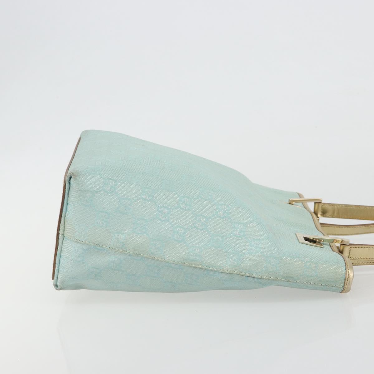 GUCCI GG Canvas Tote Bag Light Blue Gold Tone 002.1099 Auth 191736