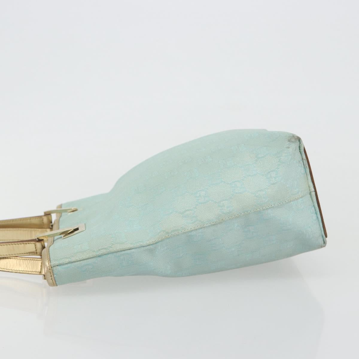 GUCCI GG Canvas Tote Bag Light Blue Gold Tone 002.1099 Auth 191736