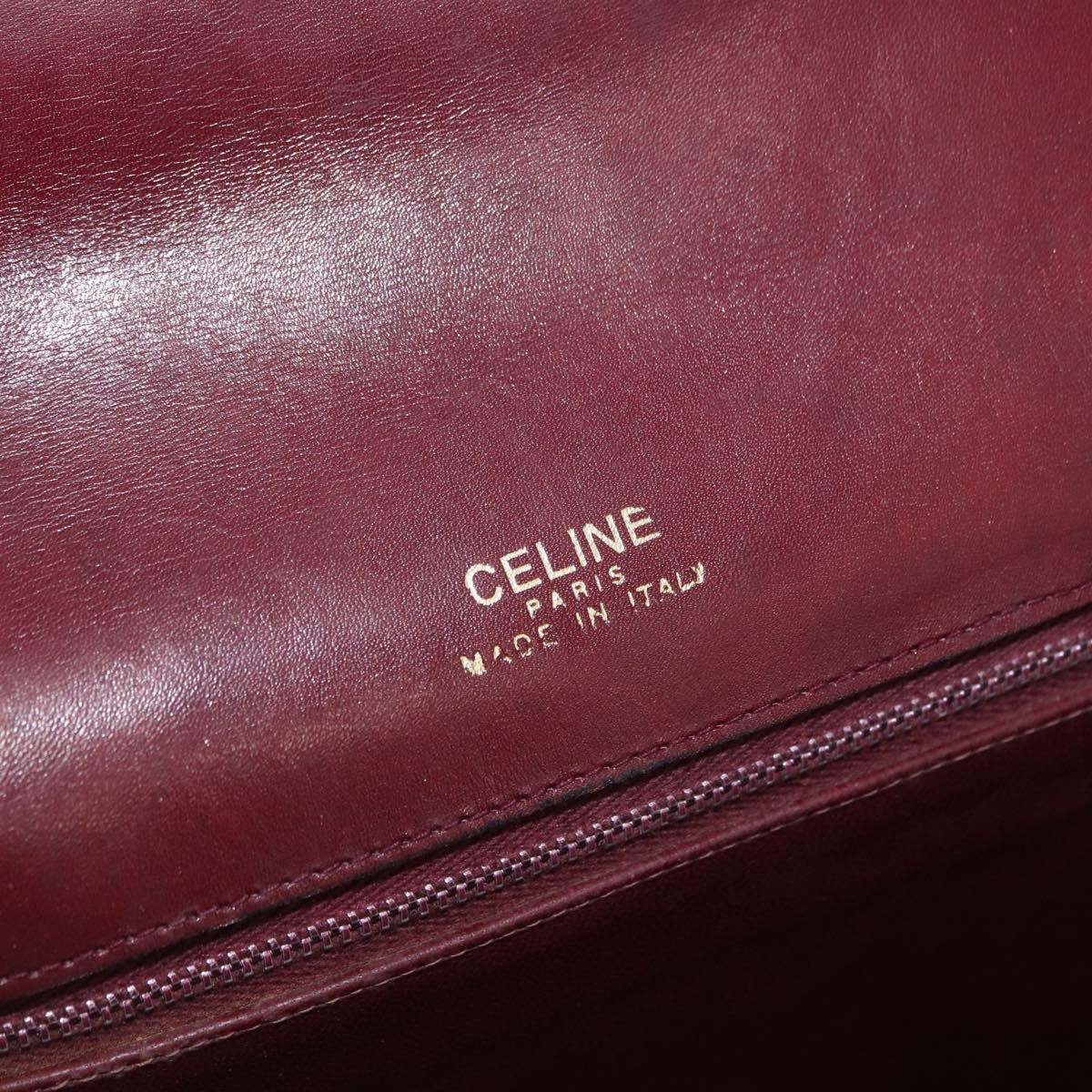 CELINE Horse Carriage Shoulder Bag Leather Bordeaux Gold Tone Auth 191737