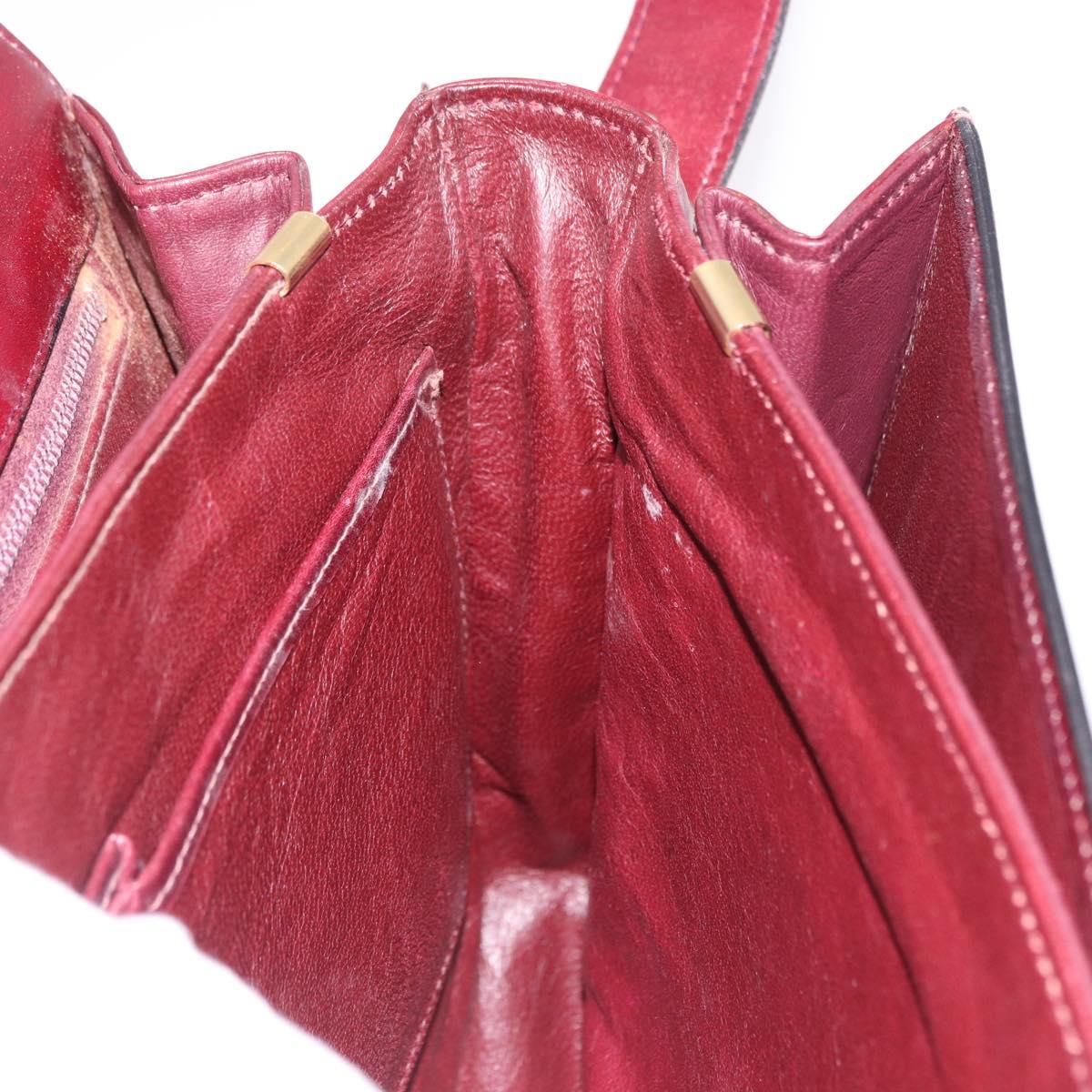 CELINE Horse Carriage Shoulder Bag Leather Bordeaux Gold Tone Auth 191737