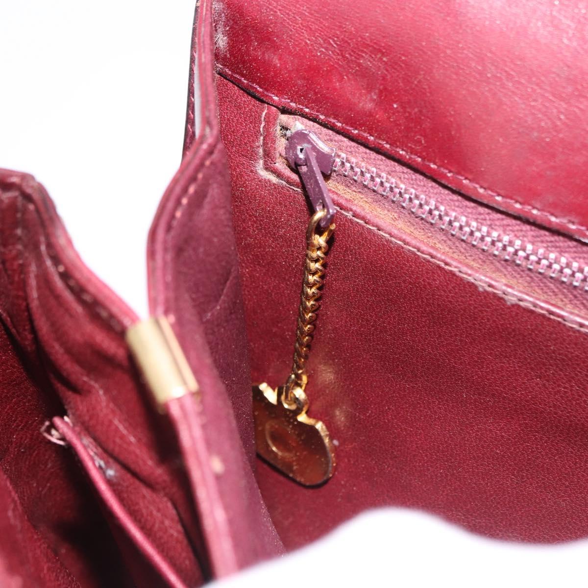 CELINE Horse Carriage Shoulder Bag Leather Bordeaux Gold Tone Auth 191737